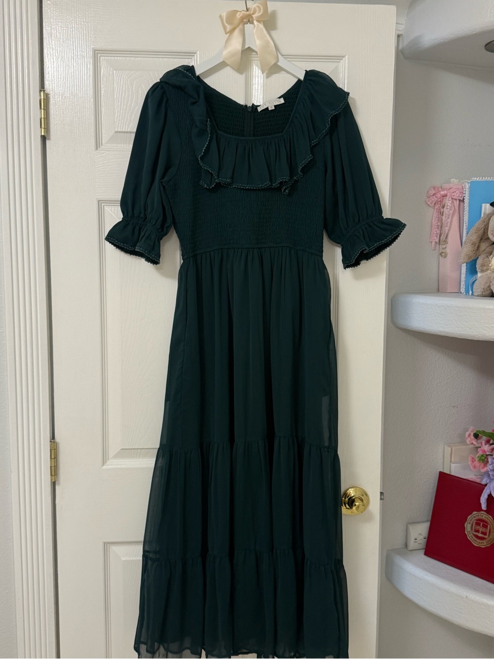 Ivy City Co Women’s Dark Green Ruffled Maxi Dress